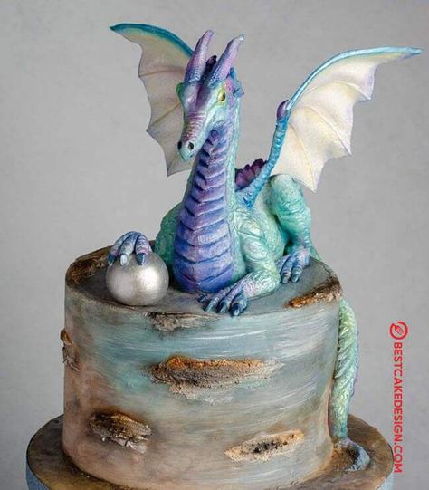 50 Dragon Cake Design (Cake Idea) - October 2019 Dragon Cake Design, Happy Birthday Dragon, Dragon Cupcakes, Dragon Themed Birthday Party, Dragon Birthday Cakes, Dragon Cakes, Dragon Birthday Parties, Dragon Cake, Fantasy Cake