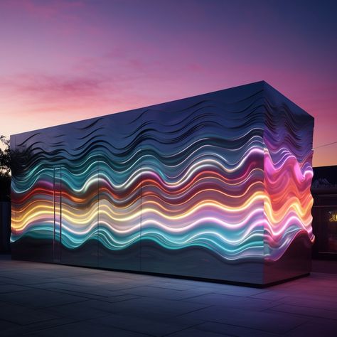 Rainbow Store, Facade Lighting, Building Facade, Light Architecture, Facade Design, Logo Design Inspiration, Feature Wall, Aesthetic Art, Cover Design