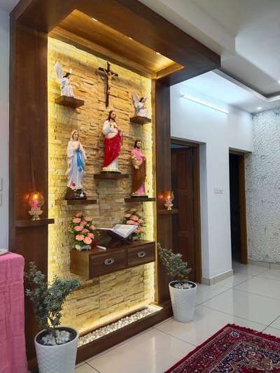 Modern Alter Designs For Home, Christian Pooja Unit, Christian Prayer Room Design Ideas, Home Chapel Catholic, Prayer Alter Ideas Home Altar, Prayer Unit Design Christian, Prayer Room Ideas Catholic, Christian Altar Ideas For Home, Prayer Area Ideas Home Christian