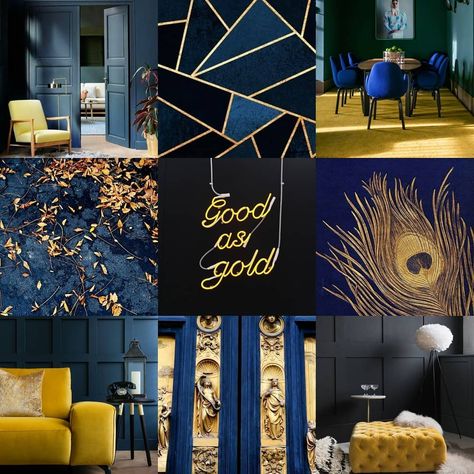 Mid week colour palette inspiration!! The Matt Black / Navy blue with hints of Mustard yellow and Gold is 'Good as gold' The dark colours as a backdrop create a bold setting for adding hints of the mustard and gold. • • #colourtheory #colour #palette #midweek #moodboard #colourboard #interiorinspo #interiordecoration #interiordesign #matt #black #navyblue #mustard #yellow #gold #bold #colours #hues #modern #designidea #colourplay #blackandgold #baptistry #doors #goodasgold Colour Palette Inspiration, Wedding Motifs, Palette Inspiration, Dark Colours, Bakery Logo, Bakery Logo Design, Mood Board Inspiration, Color Therapy, Art Deco Design