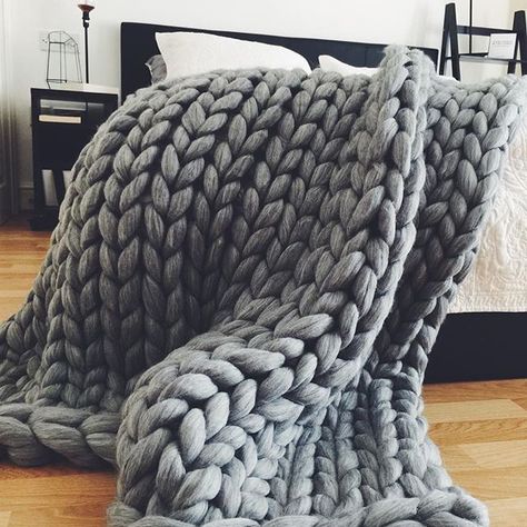 Relax. It's Friday ☝ #saintwools #chunkyblanket . P.S. And check our ready made blankets before it goes - link is in bio Yarn Blanket, Arm Knitting Blanket, Big Yarn, Wool Throw Blanket, Chunky Knit Throw, Chunky Blanket, Knit Throw Blanket, Handmade Knit, Gray Blanket