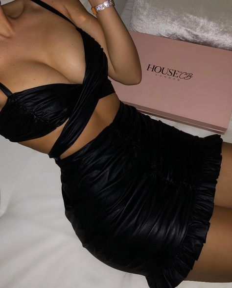 House Of CB on Instagram: “Gathered details, vegan leather and a bit of skin 😍 Shop the new Thalia on houseofcb.com” Nightclub Outfit, House Of Cb, Suspenders, A Woman, Black Dress, Wattpad, Lace, On Instagram, Instagram