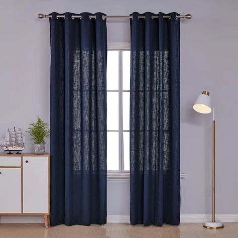 Gracie Oaks Bond Solid Semi-Sheer Grommet Single Curtain Panel | Wayfair.ca Thick Curtains, Cheap Curtains, Grommet Panels, Drapery Panels, Colorful Curtains, Sheer Curtain, Linen Curtains, Grommet Curtains, Sheer Curtains