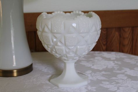 Milk Glass Westmoreland Old Quilt Cupped Bowl 1940 - 1984 Vintage Home Decor by LazyYVintage on Etsy Sewing Machine Drawing, Sewing Desk, Popular Patterns, Westmoreland Glass, Old Quilts, Bow Pattern, Glass Company, Vintage Home, Glass Cup