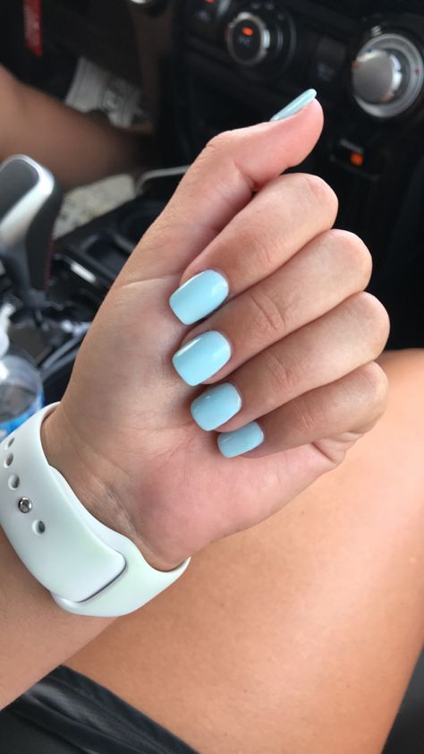 Spring Nails Blue Pastel, Sky Blue Dip Nails, Cotton Candy Blue Nails, Powder Blue Gel Nails, Cute Summer Nails Dip Powder, Aqua Dip Nails, Spring Nail Ideas Dip Powder, Dip Powder Nails Light Blue, Short Square Light Blue Nails