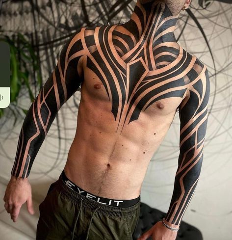 Arm And Hand Tattoos, Chest Tattoo Wings, Cyberpunk Tattoo, Tattoo Chest, Geometric Mandala Tattoo, Optical Illusion Tattoo, Armor Tattoo, Maori Tattoo Designs, Snake Tattoo Design