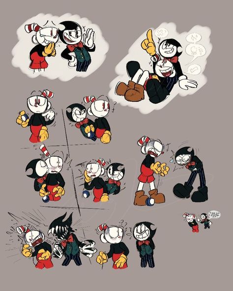 Cup Head X Bendy, Art Struggles Game, Babtqftim Bendy X Cuphead, Cuphead X Bendy, Bendystraw Ship, Cuphead Characters, Ink Bendy, Casino Cups, Desenho Tom E Jerry