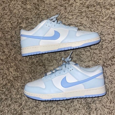 Brand New Nike Dunks. Baby Blue. Comes With Original Box. Woman’s 10.5 Light Blue Dunks, Nike Shoes Dunks, Shoes Dunks, Blue Dunks, Blue Tennis Shoes, Baby Blue Shoes, Blue Nike Shoes, New Nike Sneakers, Sneaker Ball