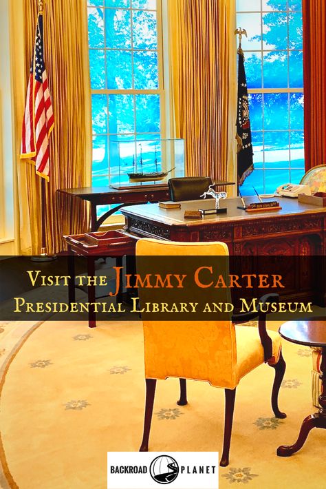 Tour the interactive museum, research the archives, and walk 35-acres of gardens on a visit to the Jimmy Carter Presidential Library in Atlanta, Georgia. #travel #TBIN #presidentiallibraries #ExploreGeorgia #JimmyCarter via @backroadplanet Presidential Homes, Cousins Trip, American States, State Of Georgia, Usa Destinations, Interactive Museum, Presidential Libraries, Georgia Travel, Central America Travel