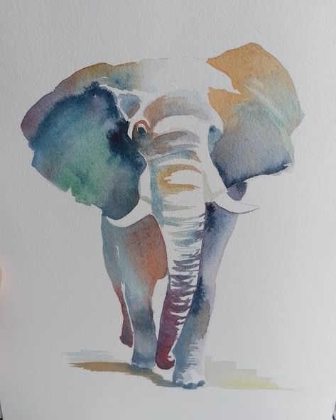 Summer Elephant Professional Watercolour 2024 Size A4 Watercolour Inspiration Animals, Cute Things To Watercolor, Water Colour Animals, Watercolor Gorilla, Water Animals Art, Elephants Watercolor, Watercolours Painting, Wood Watercolor, Watercolour Animals