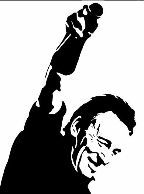 Bruce Springsteen The Boss, Black Art Tattoo, David Bowie Art, Cricket Projects, Pat Benatar, Obey Art, Silhouette Drawing, Cool Face, Record Art