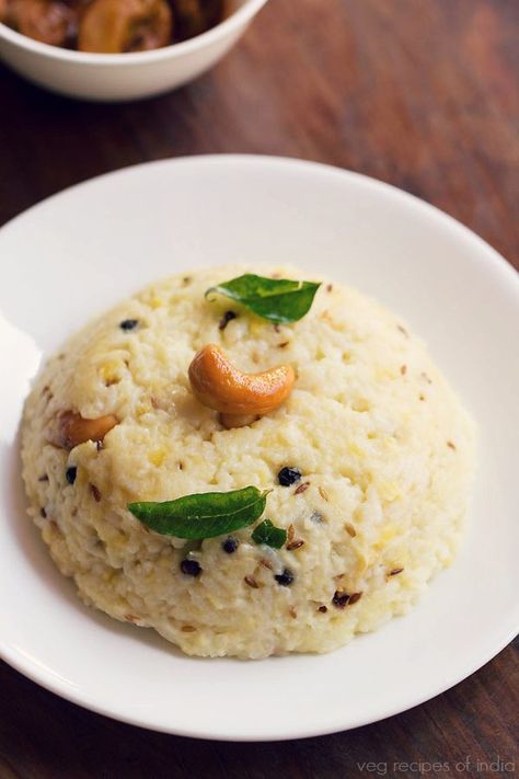 pongal recipe Khara Pongal Recipe, Ven Pongal Recipe, Rava Upma Recipe, Ven Pongal, Pongal Recipe, South Indian Breakfast Recipes, South Indian Breakfast, Upma Recipe, Masala Dosa