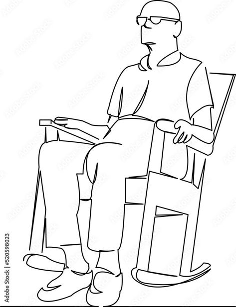 Line Drawing People, 1 Line Drawing, Animals Landscape, Chair Drawing, Continuous Line Drawing, Continuous Line, Decoration Wall, Old Man, Old Men