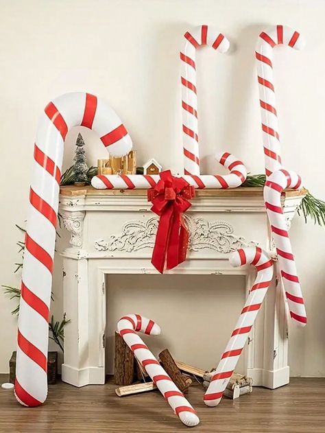 1pc 90cm Inflatable Candy Cane, New 2024 Model, Christmas Giant Inflatable Candy Cane Decor, Suitable For Indoor/Outdoor Christmas Decoration, Party PropI discovered amazing products on SHEIN.com, come check them out! Christmas Decoration Party, Candy Cane Decor, Outdoor Christmas Party, Cane Decor, Giant Candy Cane, Christmas Candy Cane Decorations, Holiday Yard Decorations, Balloon Tree, Canes Decor