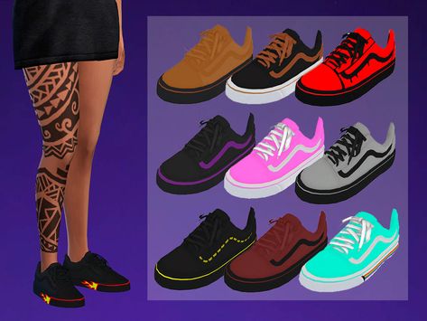 Sims 4 Men Clothing, Sims Clothes, Cc Shoes, Sims 4 Cc Shoes, Sims 4 Teen, Sims 4 Mods Clothes, Shoes Vans, Black Vans, Red Sandals