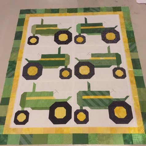 Tractor Quilt Block Pattern Free, Tractor Quilt Pattern, Tractor Quilt Block, Construction Quilt, Farm Quilts, Piece Quilting, Disney Sewing, Tractor Quilt, Farm Quilt Patterns