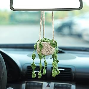 Car Accessories for Women,Crochet Car Accessories,Car Mirror Hanging Accessories, Car Decorations,Car Accessories Interior Aesthetic Hand-Woven Potted Plant Pendant,Crochet Plants for car Car Mirror Hanging Accessories, Car Mirror Hangers, Car Mirror Hanging, Plant Pot Design, Crochet Car, Rear View Mirror Accessories, Mirror Hangers, Succulents Decor, Mirror Hanging