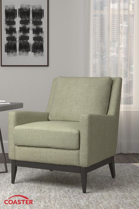 Create a stylish seating area in your home with this elegant accent chair. Top stitch and self welt details add a touch of class to this chair to really impress your guests. Use the store locator to find where Coaster products are sold near you. Sage Green Accent Chair, Green Accent Chair, Upholstered Accent Chairs, Colorful Artwork, Blank Walls, Accent Chair, Seating Area, Accent Pieces, Sage Green