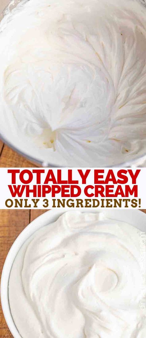 Easy Whipped Cream, Homemade Cool Whip, Dessert Crepes, Whipped Cream Desserts, Homemade Whipped Cream Recipe, Dessert Halloween, Recipes With Whipping Cream, Making Whipped Cream, Whipped Frosting