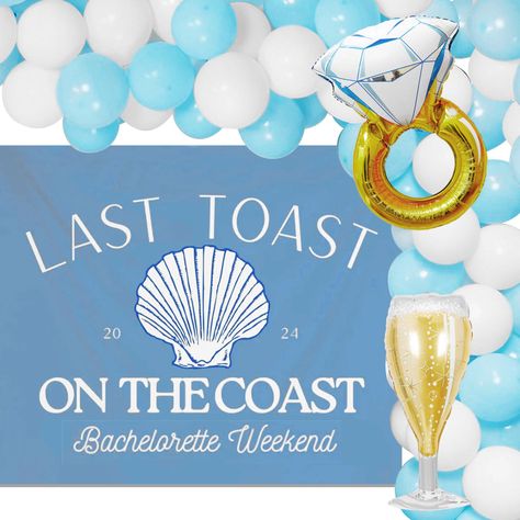 PRICES MAY VARY. Our Last Toast On The Coast Balloon will bring dreamy and beautiful embellishment to your party. Through simple assembly, and hanging the photo to complete a most gorgeous background wall. Our Beach Bachelorette Party Decorations will bring unparalleled joy and the most beautiful moments to your family and friends. What you will receive: 20 x latex balloons, 1 x Last Toast On The Coast backdrop, 1 x ring balloon, 1 x bottle balloon Our Last Toast On The Coast Balloon will bring Aquamarine Last Splash, Lake Bachelorette Theme, Last Toast On The Coast Bachelorette, Beach Bachelorette Party Decorations, Florida Bachelorette Party, Ring Balloon, Backdrop Balloon, Beach Bach, Bachelorette Beach