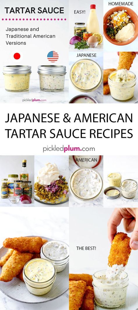 Tartar Sauce - Japanese Style and American Style Recipes! From flaky beer-battered fish and chips, to a light and crispy Japanese tonkatsu – �� – cutlet, there�s a Tartar Sauce Recipe for you here! Two versions: traditional American tartar sauce and Jap Homemade Tartar Sauce Easy, Japanese Tonkatsu, Beautiful Meals, Baked Catfish, Tartar Sauce Recipe, Sauce Tartare, Recipe For Two, Catfish Recipes, Homemade Tartar Sauce