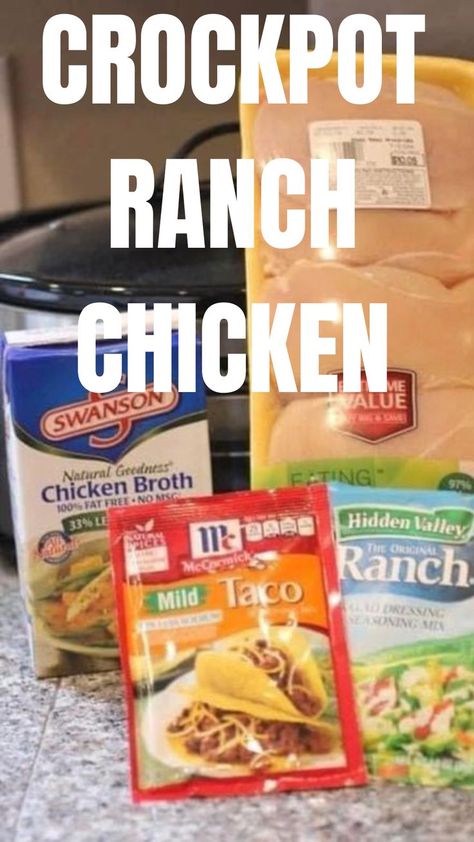 Crockpot Ranch Chicken Tacos, Crockpot Ranch Chicken, Ranch Chicken Crockpot, Shred Chicken, Chicken Ranch Tacos, Mild Taco Seasoning, Shredded Chicken Crockpot, Recipes On A Budget, Chicken Taco Seasoning