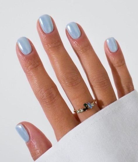 Looking for the top winter nail trends in 2024? Check out this list of winter nails that are perfect for looking stylish in the new year! Powder Blue Nails, Winter Nail Trends, Periwinkle Nails, Pastel Blue Nails, Blue Chrome Nails, Wave Nails, Light Blue Nails, Baby Blue Nails, January Nails