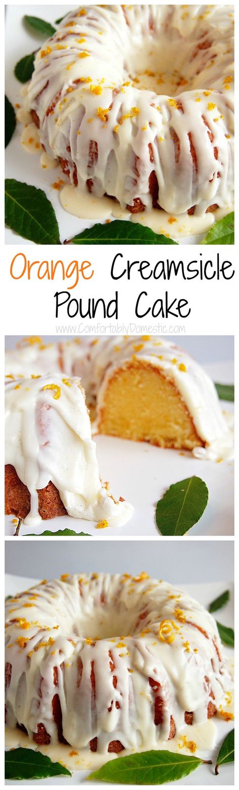 Cake Treats, Orange Pound Cake, Weight Watcher Desserts, Cake Orange, Vanilla Icing, Low Carb Dessert, Pound Cakes, Oreo Dessert, Orange Creamsicle