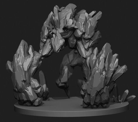 Rock Golem Art, Stone Golem Concept Art, Rock Golem Character Design, Rock Monster Concept Art, Coral Monster, Golem Concept Art, Rock Elemental, Stone Creature, Rock Creature