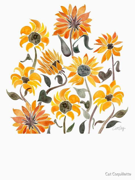 + 7 colors Complementary Color Scheme, Sunflower Watercolor, Black Palette, Yellow Palette, Yellow Art Print, Gallery Space, Palette Art, Floral Inspiration, Yellow Art