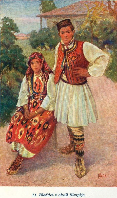 Painting of Macedonians from Skopje, North Macedonia by the Czech painter Ludvík Kuba Balkan Countries, Villa Apartment, North Macedonia, House Villa, The Balkans, Dress Painting, Folk Clothing, Buy Property, Home Owners