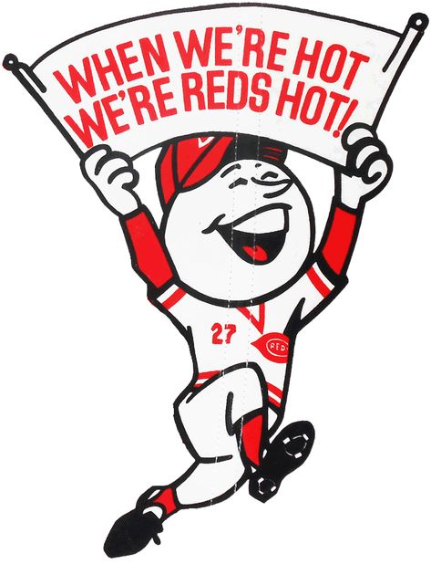 The Mystery of Cincinnati’s Mr. Red and His Number 27—Solved by Todd Radom - Image: REDS-HOT Cincinnati Reds Baseball, Baseball Pictures, Baseball Art, Cubs Baseball, Baseball Memorabilia, Minor League Baseball, Retro Sports, Reds Baseball, Mlb Teams