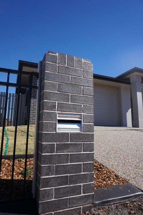 Brick Pier Mailbox with inbuilt metal slot style mailbox, with rear mail recovery.   This mailbox was built by Gordon Bourke Constructions for a house in the Avenues of Highfields, Highfields Queensland.      Gordon Bourke Constructions is Toowoomba's Favourite Builder.  For more information contact them on 0746301577  or info@gbc-homes.com Built In Mailbox Ideas, Brick Mailbox Designs, Mailbox Designs, Brick Mailbox, Mailbox Ideas, Diy Mailbox, Modern Mailbox, Mailbox Design, Succulent Garden Diy