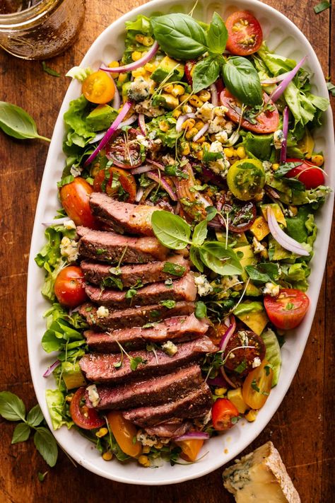 Steak Salad with Gorgonzola – A Simple Palate Gorgonzola Steak Salad, Steak Pear Gorgonzola Salad, Steak Salad Goat Cheese, Steak Arugula Salad, Balsamic Steak Gorgonzola Salad, Gorgonzola Recipes, Simple Balsamic Vinaigrette, Steak Temperature, Healthy Steak