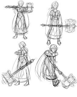 Daily Sketch: Hammer Poses Sledge Hammer Drawing, Holding Ax Pose Reference, Hammer Pose Reference Drawing, People Holding Axes Reference, Big Hammer Character, Giant Hammer Pose, Big Hammer Drawing Reference, Swinging Hammer Reference, Hammer Pose Reference