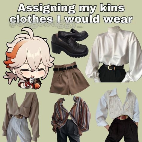 Kazuha Inspired Outfit, Kazuha Modern Outfit, Genshin Inspired Outfits Casual, Venti Casual Outfit Genshin, Cosplans Template, Kazuha Clothes, Casual Kazuha, Genshin Impact Casual Clothes, Kazuha Cosplay Casual