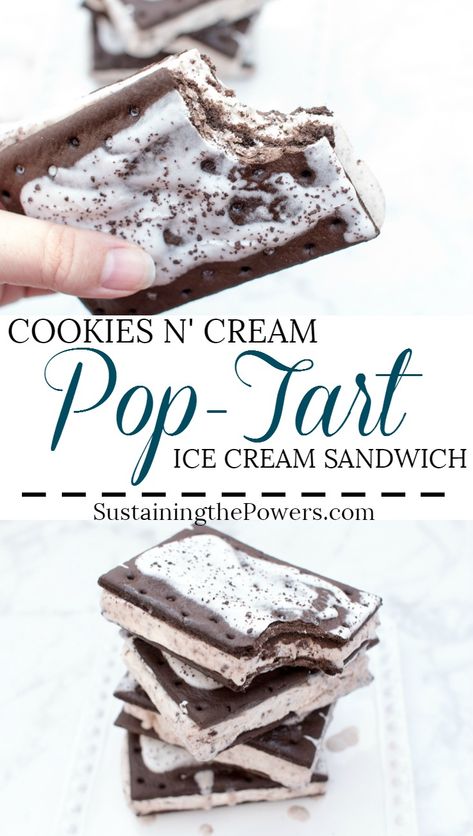 This is brilliant! (And dangerous!) Take store-bought ice cream and sandwich it between 2 Pop-Tarts! Icecream Sandwich, Frozen Recipes, Ice Cream Place, Pop Tart, Ice Cream Sandwiches, Cookies N Cream Cookies, Food Coma, Ice Cream Treats, Cream Sandwich