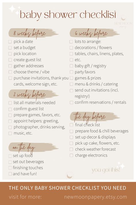 Checklist Ideas, Shower Checklist, Simple Gender Reveal, Baby Shower Themes Neutral, Baby Shower Checklist, Bebe Shower, Baby Shower Theme Decorations, Unisex Baby Shower, Simple Baby Shower