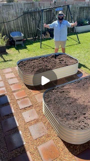 Destin Noak on Instagram: "Installing Pea Gravel and Pavers Around My @vego_garden Raised Beds!" Raised Garden Beds With Pea Gravel, Gravel And Pavers, Pea Gravel Garden, Pea Pebbles, Vego Garden, Pea Gravel, Gravel Garden, Raised Beds, Raised Garden Beds