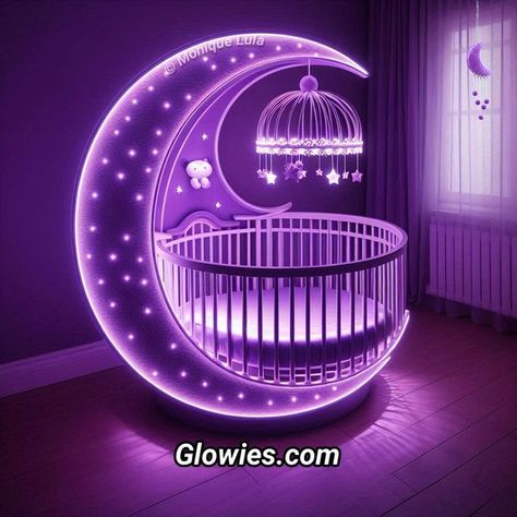 Moon Crib, Monique Lula, Crib Nursery, Dream Bedroom Inspiration, Baby Bedroom, Nursery Room Decor, Baby Furniture, Cool Beds, Purple Rain