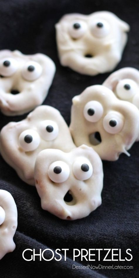 Ghost Pretzels, Snack Halloween, Halloween Party Food Ideas, Easy Halloween Cookies, Party Ideas Food, Kids Halloween Food, Halloween Cookie Recipes, Halloween Food Ideas, Food Halloween