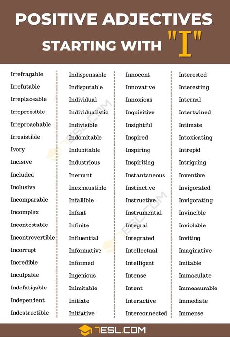 Positive Adjectives, Negative Words, Happy Words, Letter I, Expressing Gratitude, Positive Words, Tell The Truth, Vocabulary Words, Vocabulary