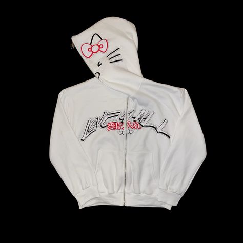 Hello Kitty Zip Up Hoodie, Digital Wardrobe, Png Clothes, Kitty Clothes, Hello Kitty Clothes, Hoodie Y2k, Baddie Fits, Cute Everyday Outfits, Zip Up Hoodies