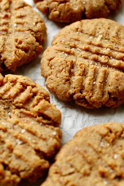 Date Sweetened Brown Butter Peanut Butter Cookies - Date Sweetened Peanut Butter Cookies, Peanut Butter Date Cookies, Date Paste Cookies, Date Cookies, Sugar Free Baking, Carrot Cake Cupcakes, Healthy Cookie Recipes, Flaky Salt, Small Food Processor