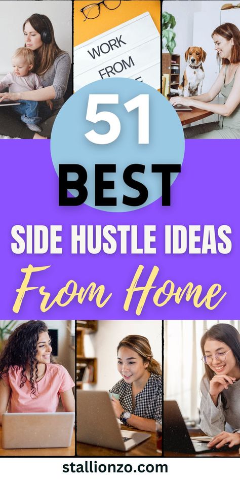 Discover 51 easy and profitable side hustle ideas you can start from the comfort of your home. Click the image to know more. Follow us for more tips. #SideHustles #WorkFromHome #PassiveIncome Job From Home, Jobs For Teachers, Creative Jobs, Earn From Home, New Business Ideas, Student Jobs, Stay At Home Parents, Side Income, Side Hustle Ideas