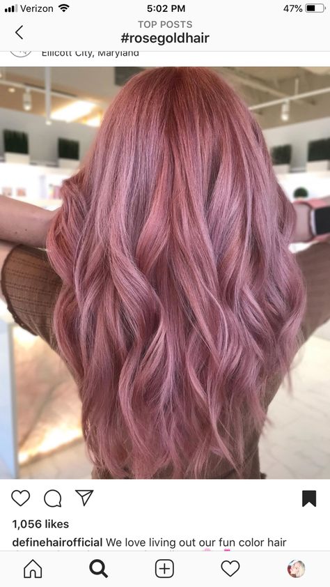 Dusty Rose Hair Color, Dusty Rose Hair, Dusty Pink Hair, Rose Gold Hair Color Ideas, Gold Hair Color Ideas, Rose Hair Color, Rose Pink Hair, Rose Gold Hair Color, Gold Hair Color