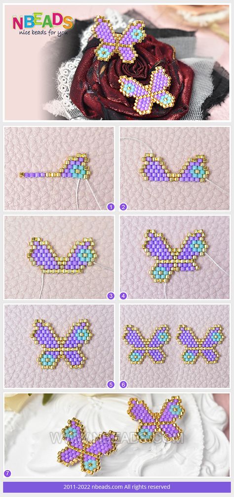 Beaded Stud Earrings, How To Make Butterfly, Diy Pearl Necklace, Handmade Pearl Jewelry, Butterfly Tutorial, Beaded Butterfly, Crochet Stitches Guide, Bead Charms Diy, Basic Jewelry