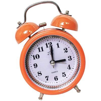 Analog alarm clock, 3.15" round face. Classic black bold numbers against white face creates easy viewing. Quality Metal bells, hammer and case designed to withstand daily handling. Glass lens can easily be cleaned | Red Barrel Studio® Twin Bell Alarm Clock Battery Operated Silent Non-Ticking Bedside Desk Analog w/ Backlight in Orange | Wayfair Modern Alarm Clock, Kids Alarm Clock, Bedside Clock, Bedside Desk, Mechanical Clock, Vintage Twins, Analog Clock, Table Clock, Vintage Orange