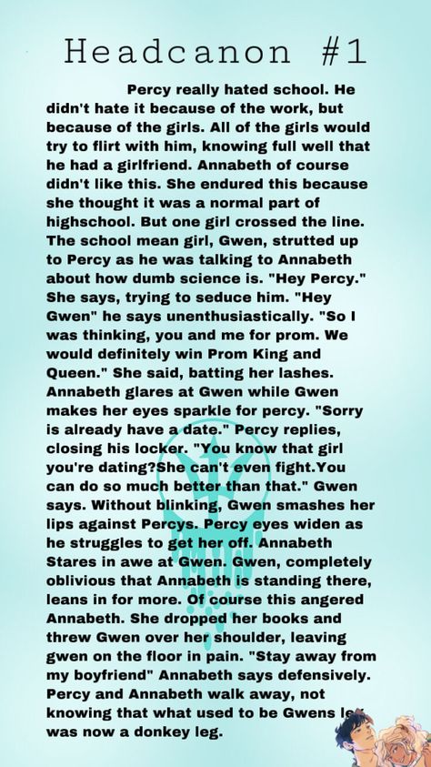 Percy Jackson Annabeth Chase Headcanon, Percy Jackson Headcannons School Percabeth, Percy Jackson Headcanons School, Percy And Annabeth Headcanon High School, Annabeth Chase Headcanon, Percy Jackson Head Canon School, Percabeth Headcanon School, Pjo Headcanons School, Percy Jackson Headcannons High School