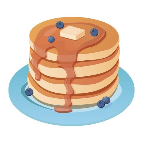 Pancakes cartoon style pancakes with map... | Premium Vector #Freepik #vector #pancake #food-cartoon #strawberry-cake #fruit-cake Pancake Cartoon, Cartoon Pancakes, Maple Syrup Caramel, Pancake Pictures, Caramel Butter, Draw Food, Spanish Projects, Cartoon Strawberry, Cake Fruit